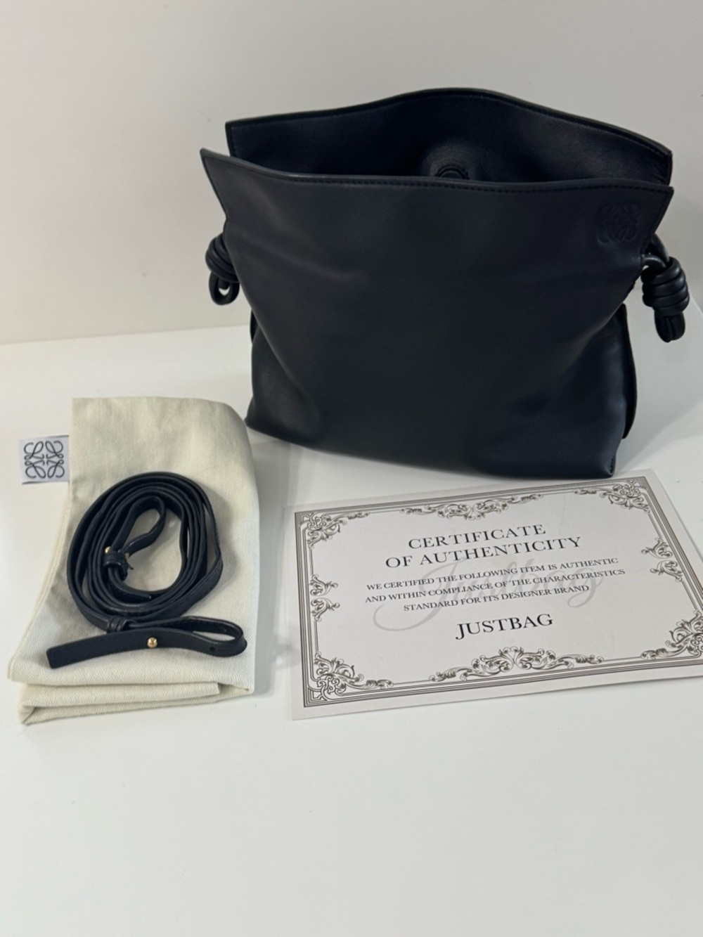 Loewe Mini Black Leather Clutch/Shoulder Bag with Knot Details